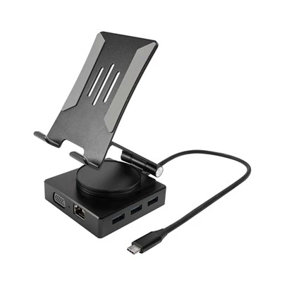 360 ڈگری گھومنے کے قابل بریکٹ کے ساتھ 10-ان-1 USB C ڈاکنگ اسٹیشن